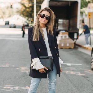 NWT Double Breasted 3/4 sleeve long line Blazer